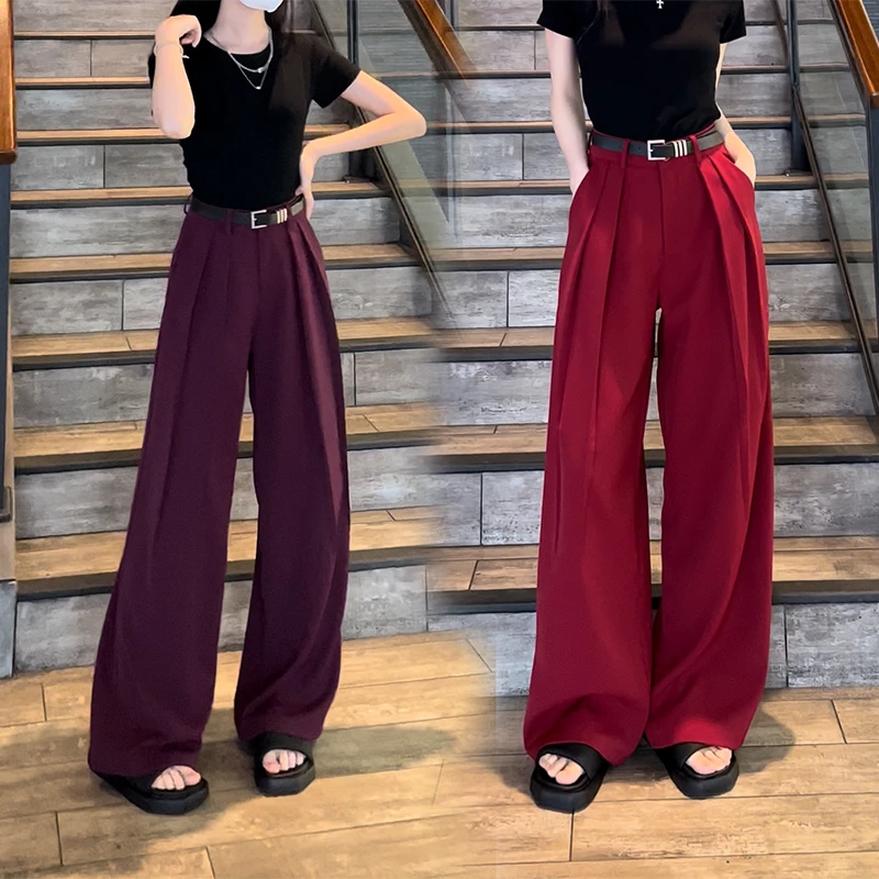 垂坠感西装高个子女洋气夏季新款时尚宽松显瘦休闲高腰垂感拖地裤