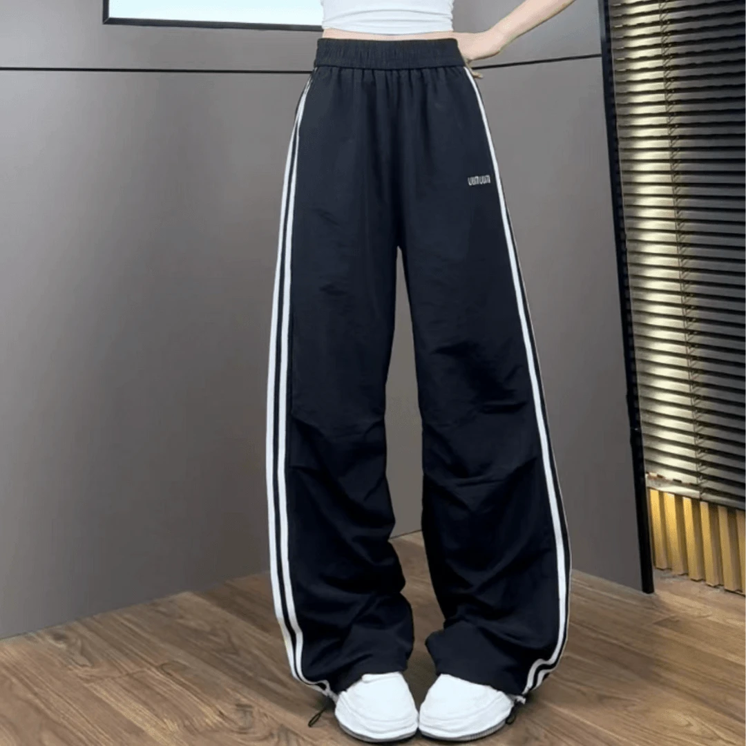 百搭休闲速干工装裤子女2024夏季薄款设计感直筒宽松显瘦健身裤子
