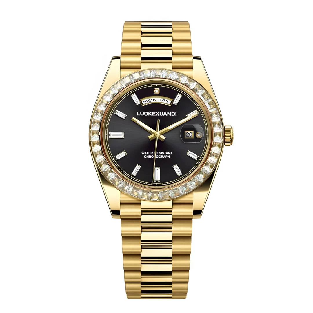 【澳门专柜】罗克轩迪/LK【黑冰糖】 满盘镶钻 蝴蝶卡扣 奢华腕表 G1