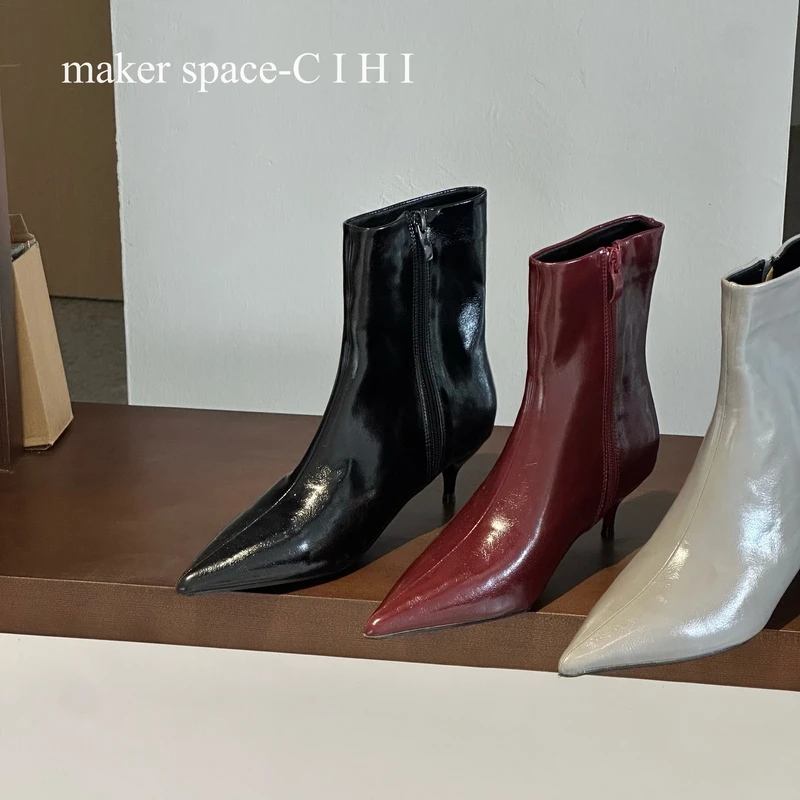Cihi設計'makerspace'-591【谣禾】极简刚需 欧美风尖头小猫跟短靴