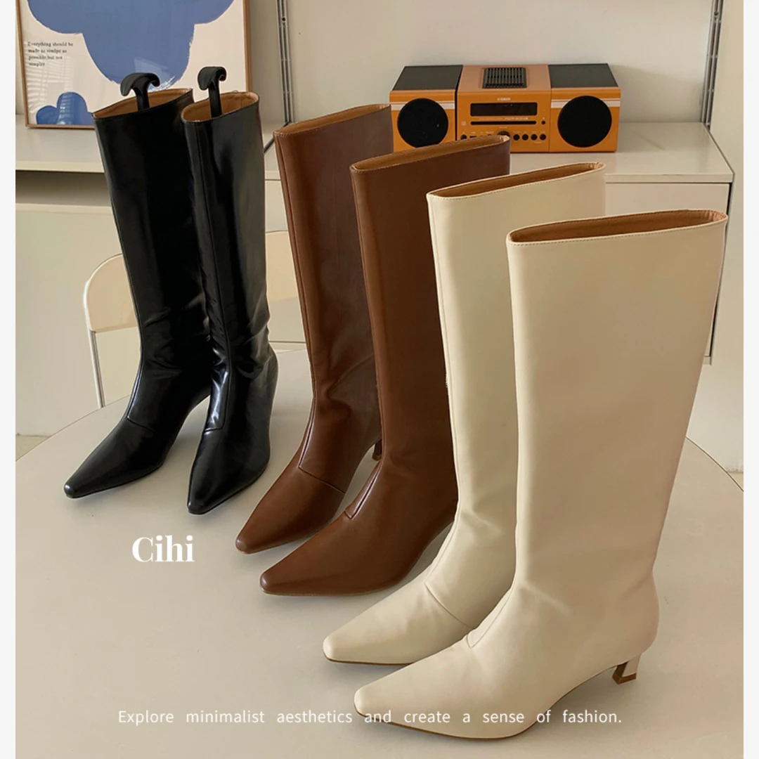 Cihi設計/1-216-旧城漫记-欧美原单阔桶骑士长靴高跟长筒靴粗跟靴