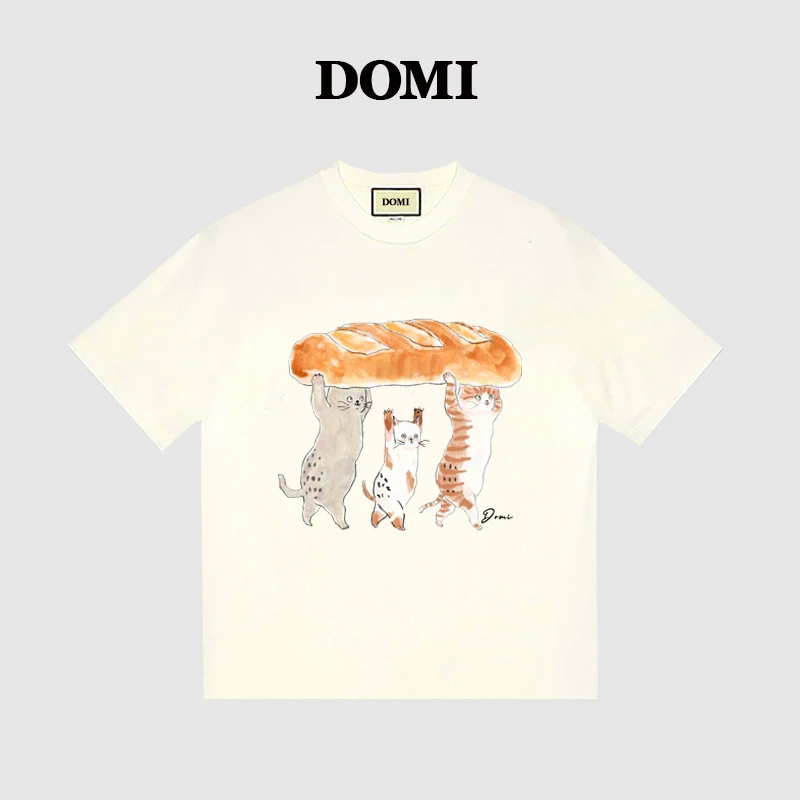 【搬运工】DOMI 纯棉直喷轻奢宽松短袖T恤百搭休闲圆领女生上衣