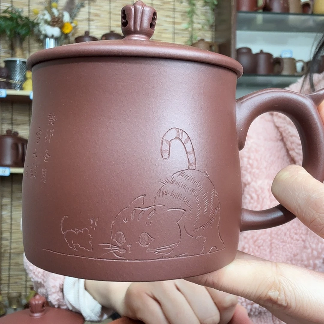 【闪购商品】紫砂茶杯猫咪六十目