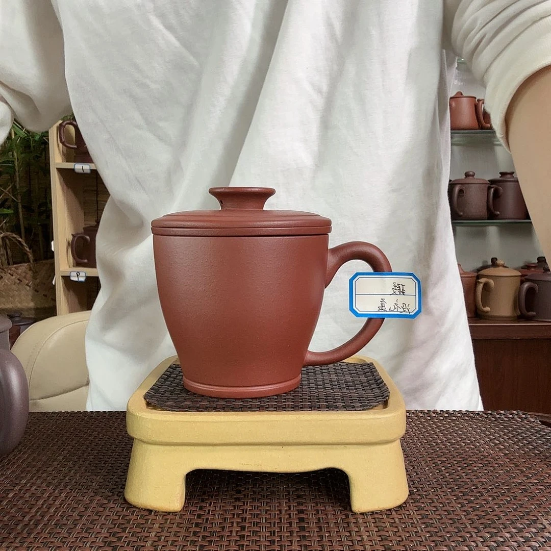 紫砂茶杯红皮龙小三件套没礼盒微瑕300CC左右