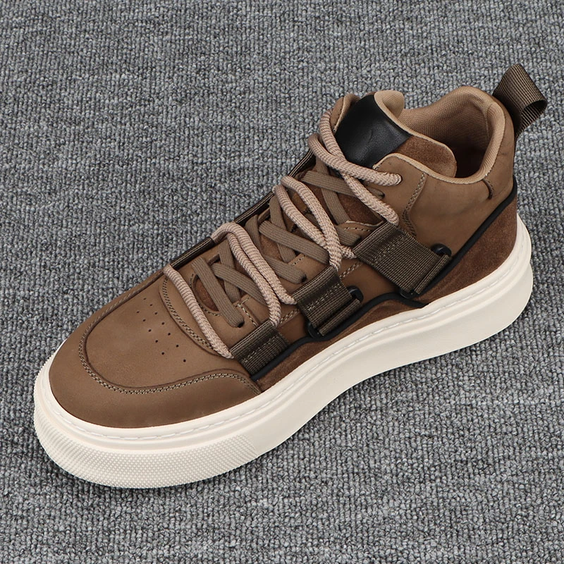 捡漏高端男鞋2023秋冬季潮流增高男士休闲鞋真皮百搭高帮板鞋男