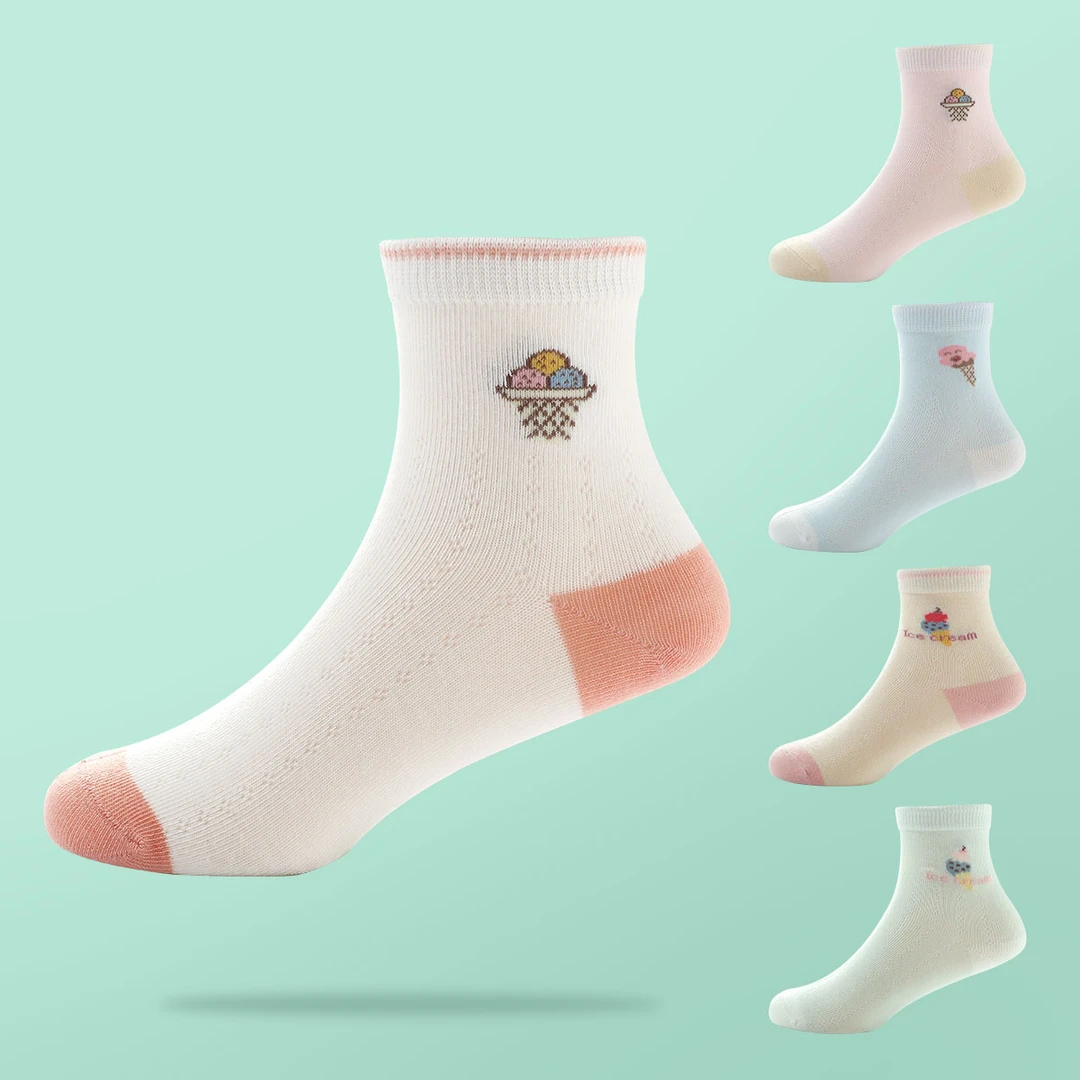 【一双装】久岁伴袜子颜色随机中筒撞色可爱图案