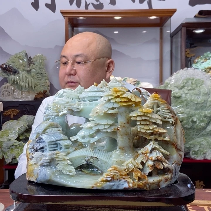 蛇纹石玉（覆膜）珠宝奇石未镶嵌填**字