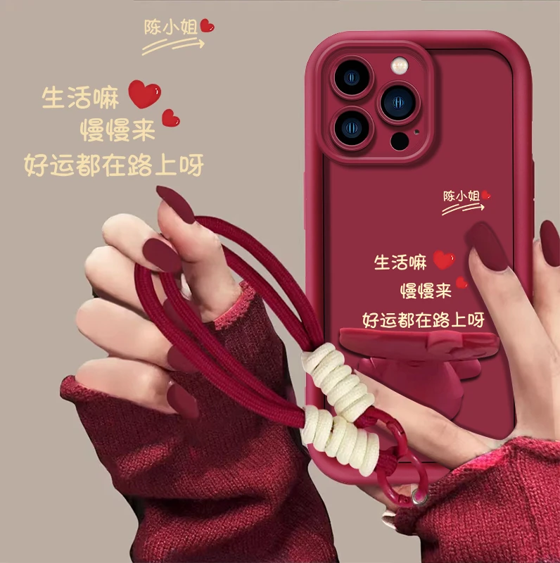 适用于【苹果14promax】生活嘛百家姓定制手机壳猫咪支架创意防摔女