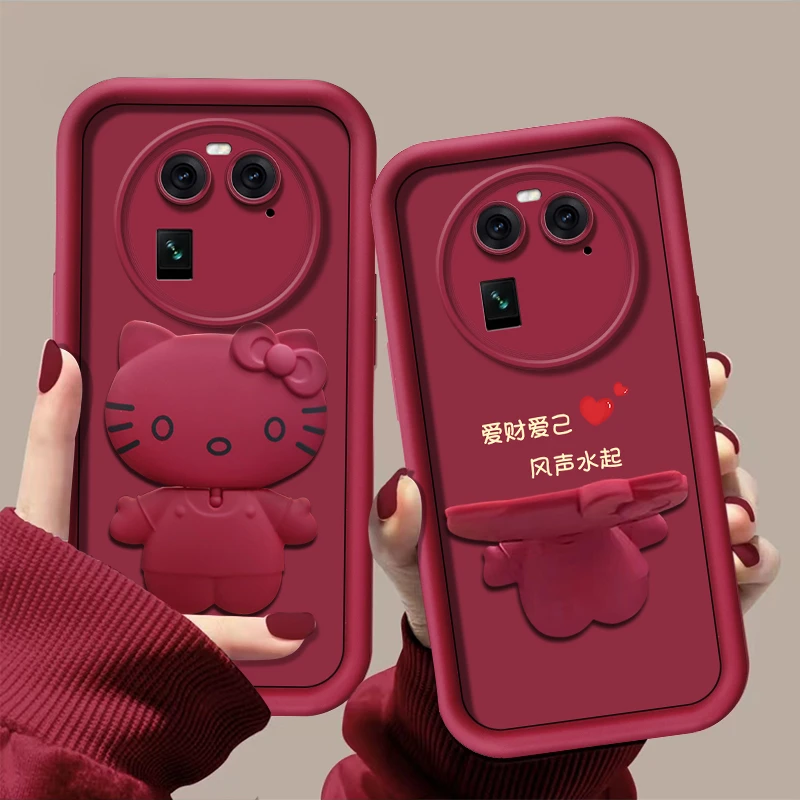 爱财爱己【OPPOFINDX6】手机壳猫咪支架创意网红可爱卡通全包防摔女