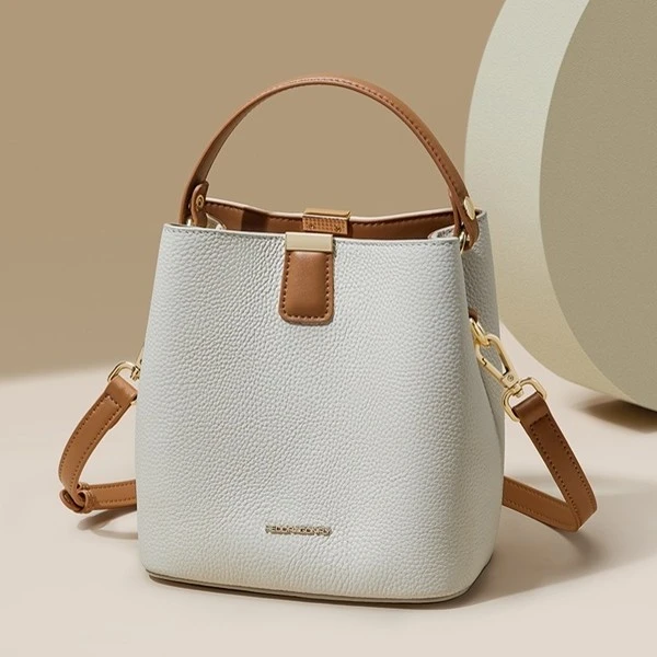 红蜻蜓真皮包包2024新款女包大容量斜挎包时尚女水桶包手提通勤包