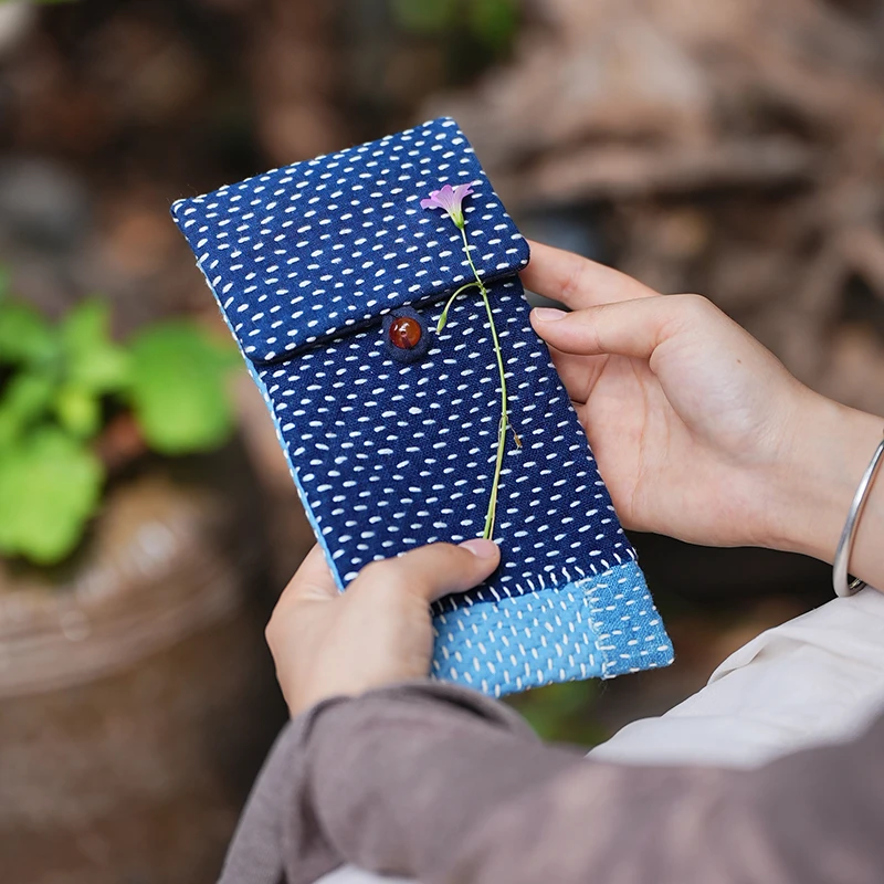 钟声刺绣 原创 手工植物染拼布六君子茶道零配收纳包 便携出行