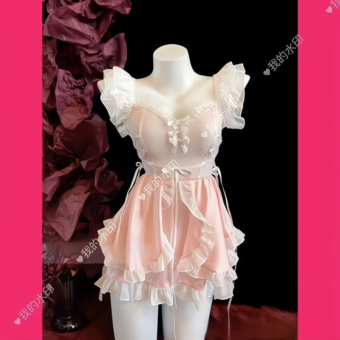 刘掰掰【粉色公主】性感睡裙纯欲风洛丽塔连体制服套装
