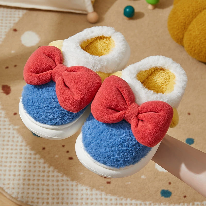 【供应链清仓】棉拖鞋铃铛蝴蝶结儿童保暖家居棉拖卡通亲子软底