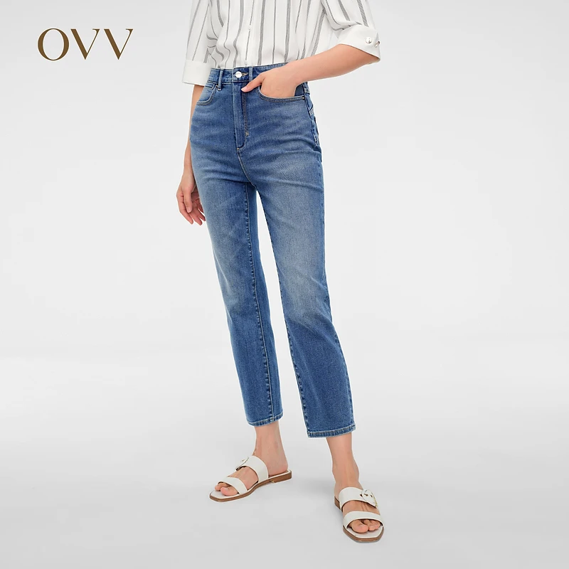 OVV春夏热卖女装意大利进口面料直筒牛仔裤GKNAJ14006A