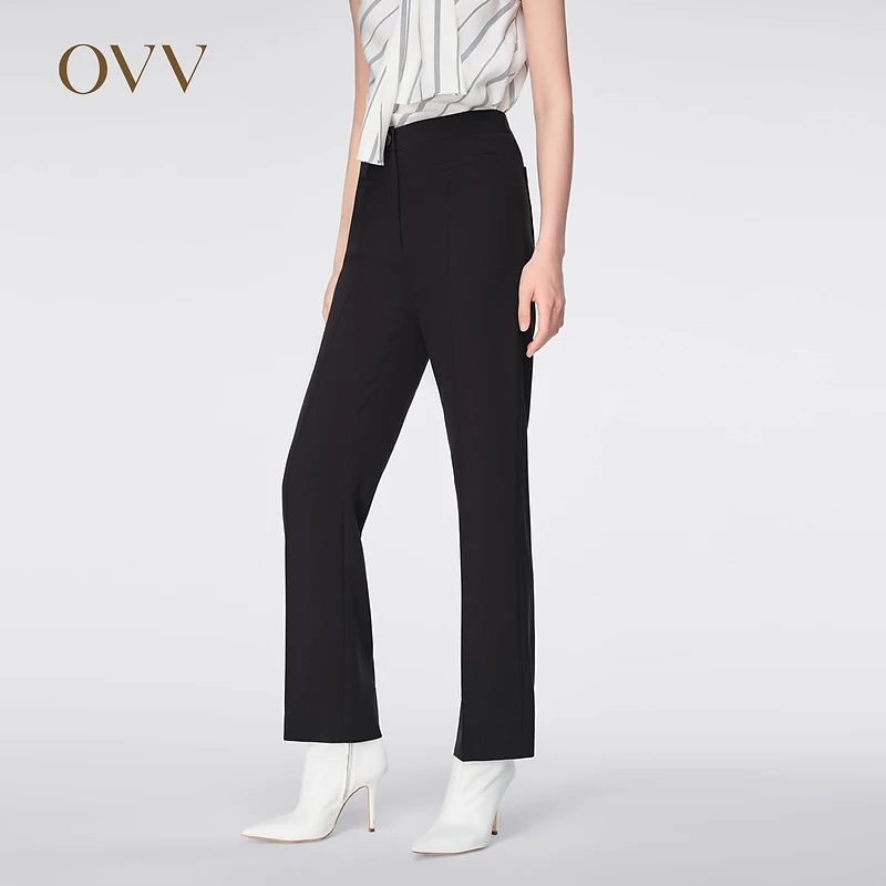 OVV春夏热卖女装醋酸四面弹简约舒适九分休闲裤GKCAJ14001A