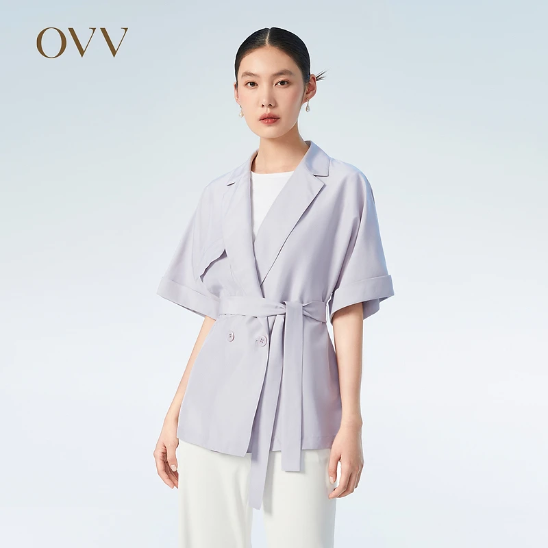 【风感波粒】OVV春夏新款女装平驳领休闲短袖西装外套GWXAJ13004A