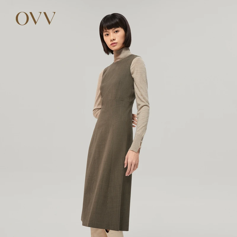 OVV秋冬热卖新款女装土耳其进口面料气质无袖连衣裙GQLWJ32105A
