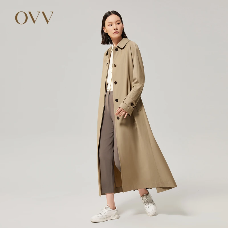 OVV秋冬新款女装土耳其进口面料羊毛小翻领风衣GWFAJ32101A