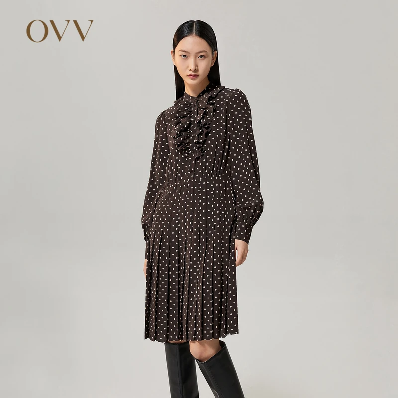OVV秋冬新款女18姆米双绉印花连衣裙GQLCJ32101A