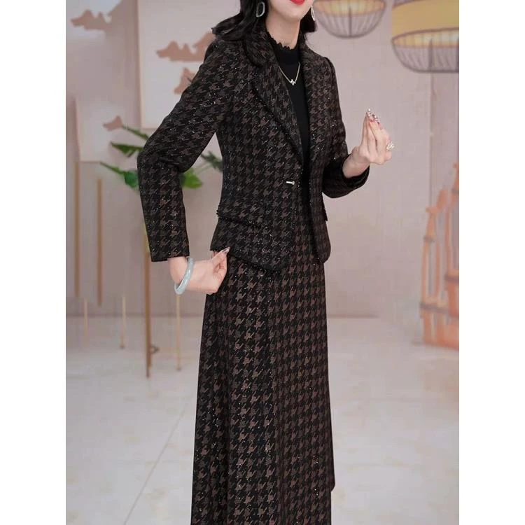 【两件套】22238秋季优雅气质时尚大气休闲收腰显瘦套裙女装连衣裙