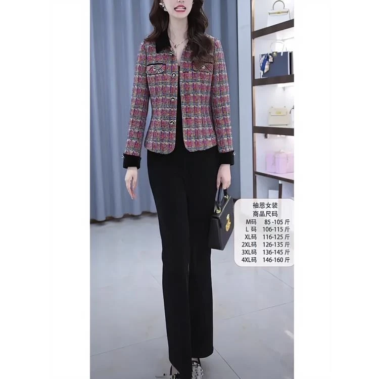 袖恩洋气长袖女2024新款爆款时尚端庄大气贵夫人休闲两件套裤子