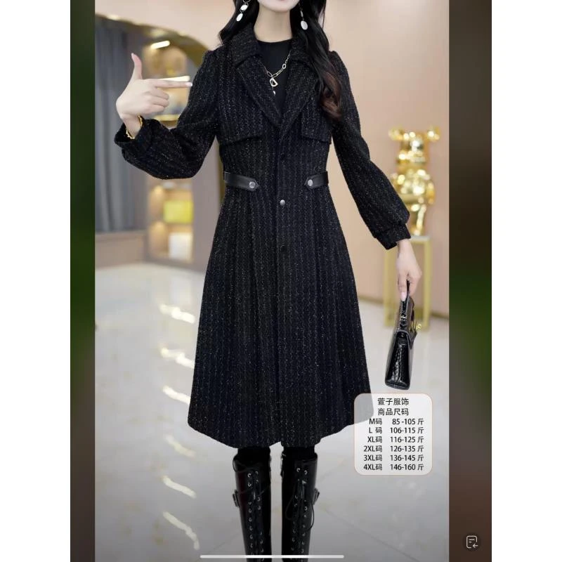 【萱】22138新款时尚气质韩版外套精致大衣减龄洋气中长款女装风衣
