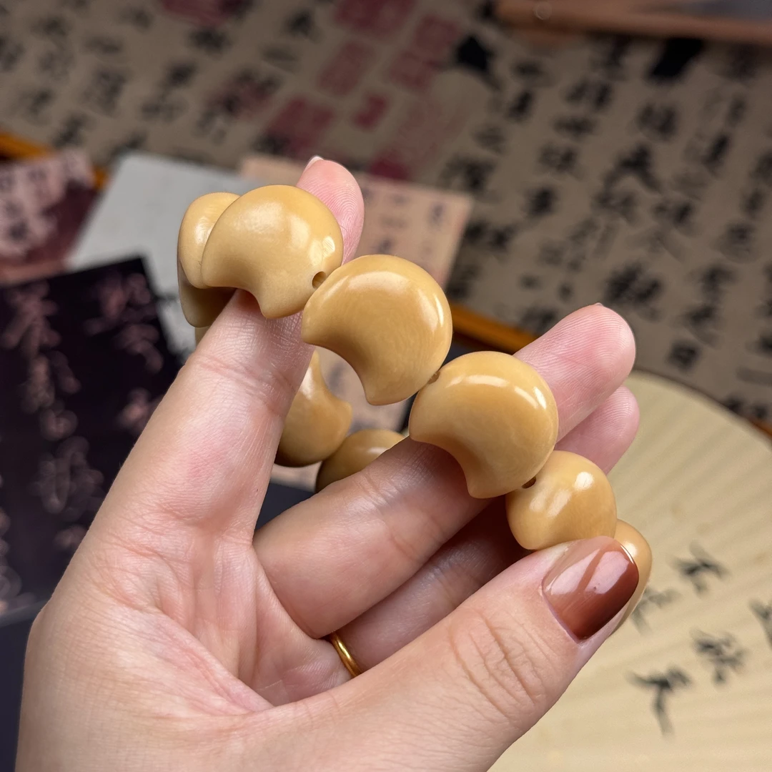 象牙果原果雕刻风化色月亮手串男女文玩盘玩可爱少女心配饰挂饰
