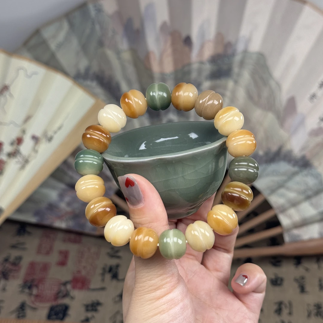 菩提根多宝飘花高密瓷油料汉堡珠男女文玩盘玩绕指柔配饰挂饰情侣