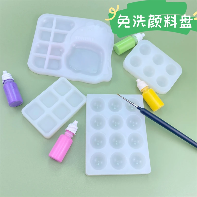 DIY彩绘便携式调色盘 丙烯颜料硅胶调色盘 软陶粘土模 免洗易清洁
