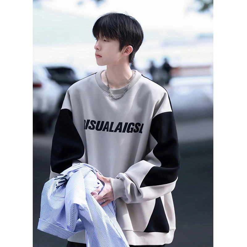 秋冬季外套潮牌2023新款高级感卫衣男痞帅上衣休闲潮美式高街拼接