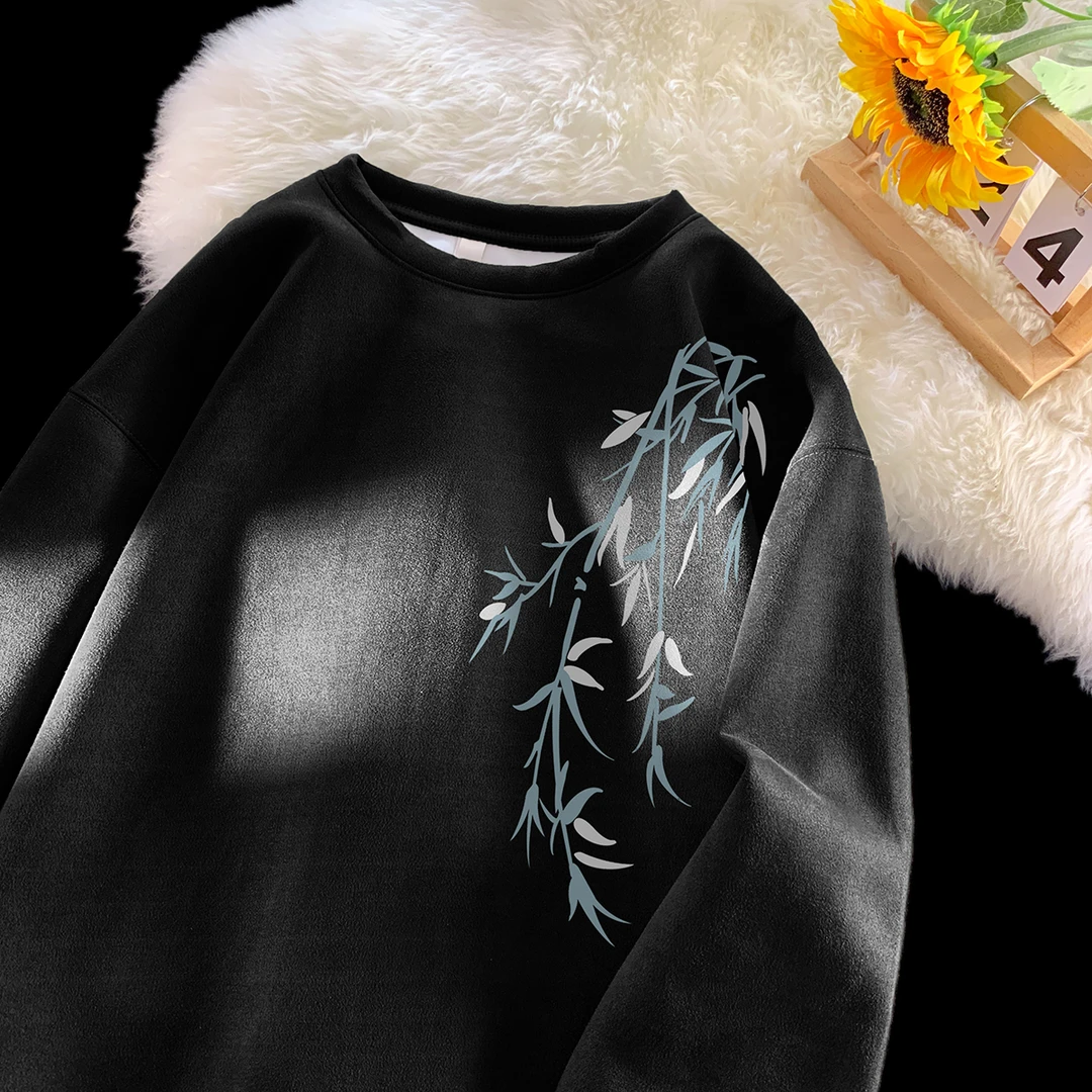 muxiaofei/慕小菲 圆领卫衣男400克重磅宽松百搭美式潮牌外套上衣