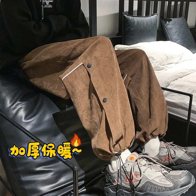 高街男抽绳束脚美式复古裤子ins潮运动裤长裤春秋潮牌宽松休闲裤