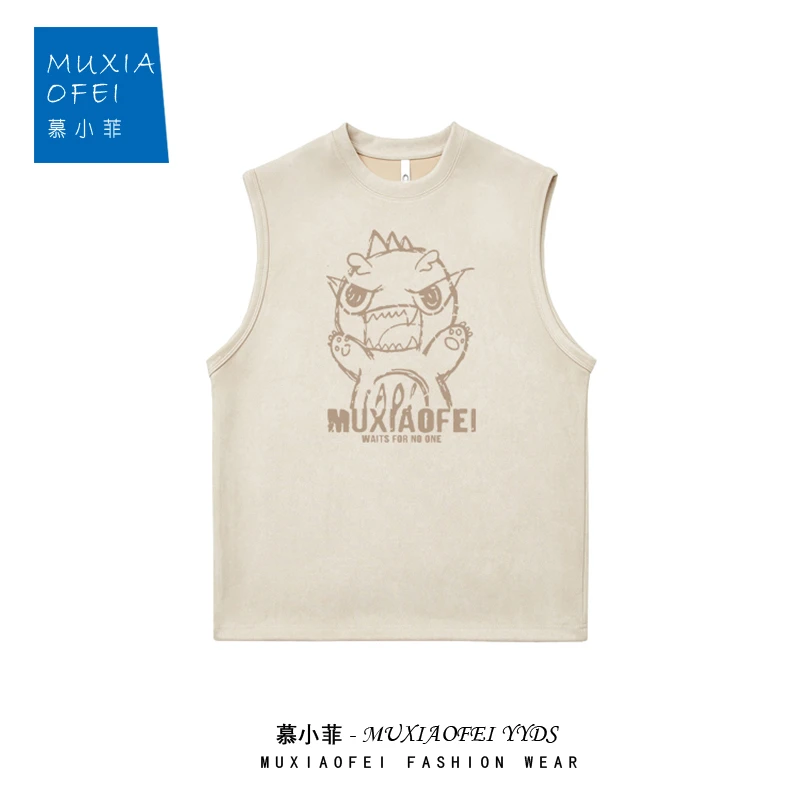 muxiaofei/慕小菲 美式夏季背心坎肩ins潮牌260克重磅情侣无袖T恤