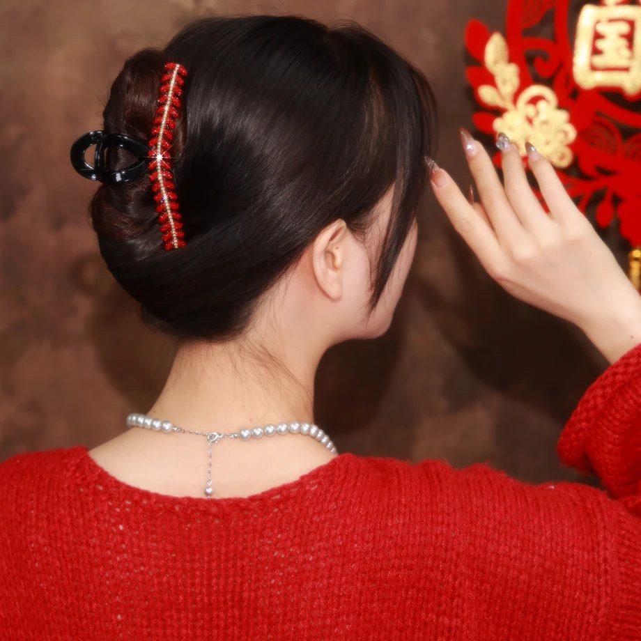 【喜迎新年】红麦穗手工百搭气质轻奢国风红色简约优雅大抓夹