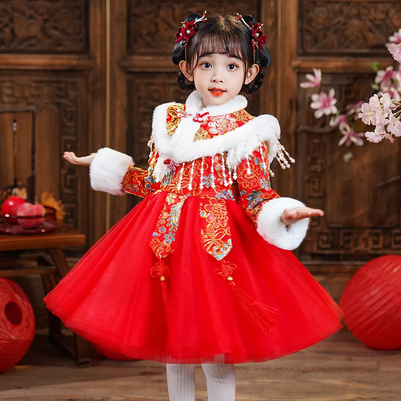 99181周岁女宝宝礼服女童秋冬唐装儿童中式国风旗袍国潮拜年