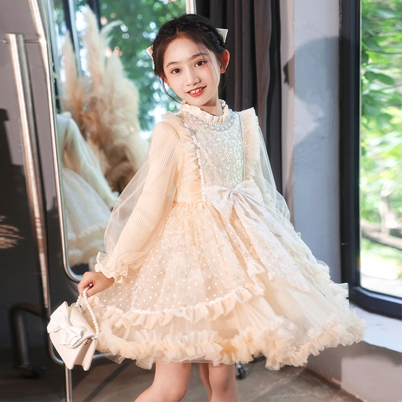 99300女童裙子春秋款长袖秋季连衣裙新款儿童秋小女孩公主裙子