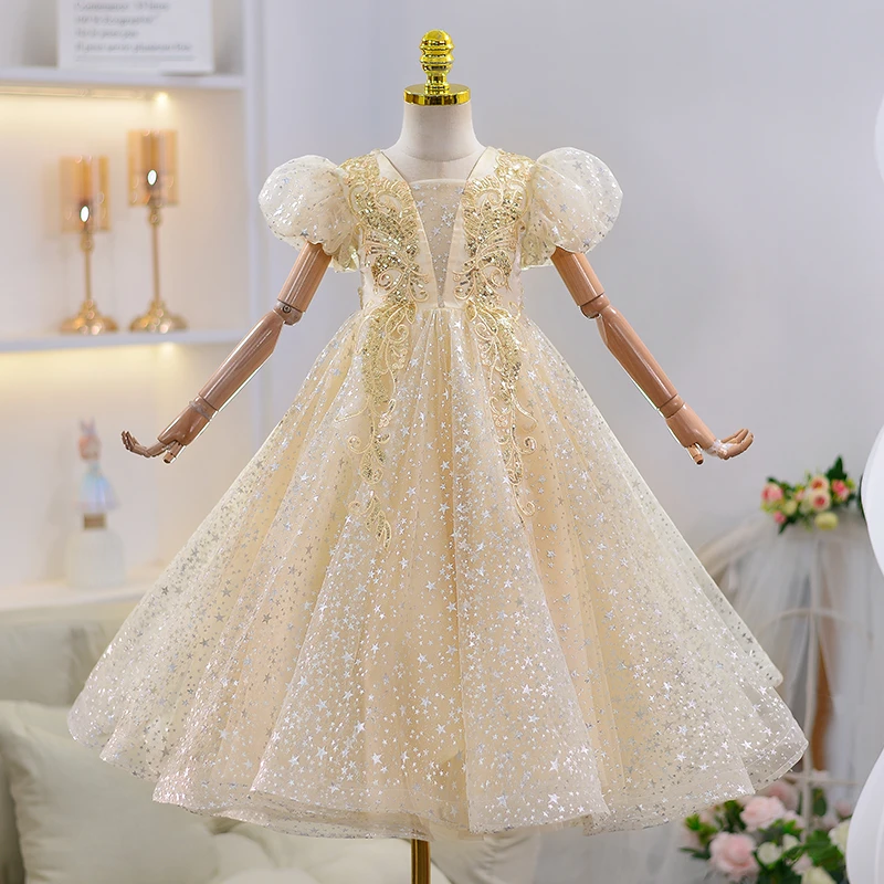 女童礼服儿童生日公主裙蓬蓬裙夏季花童婚纱女孩主持人钢琴演出服
