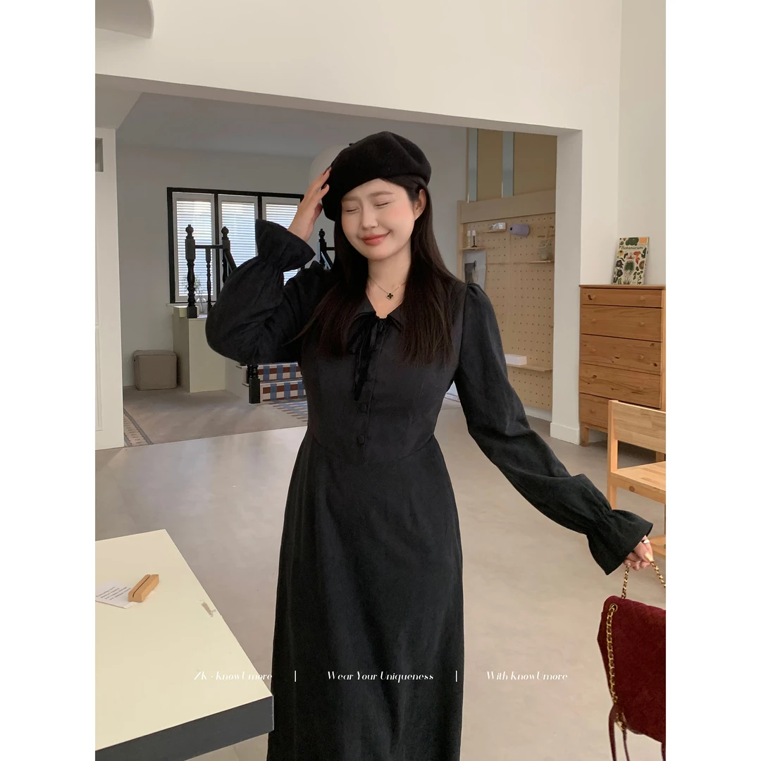 知葵微胖定制【温莎往事】冬季时尚百搭韩系显瘦连衣裙12243L8150