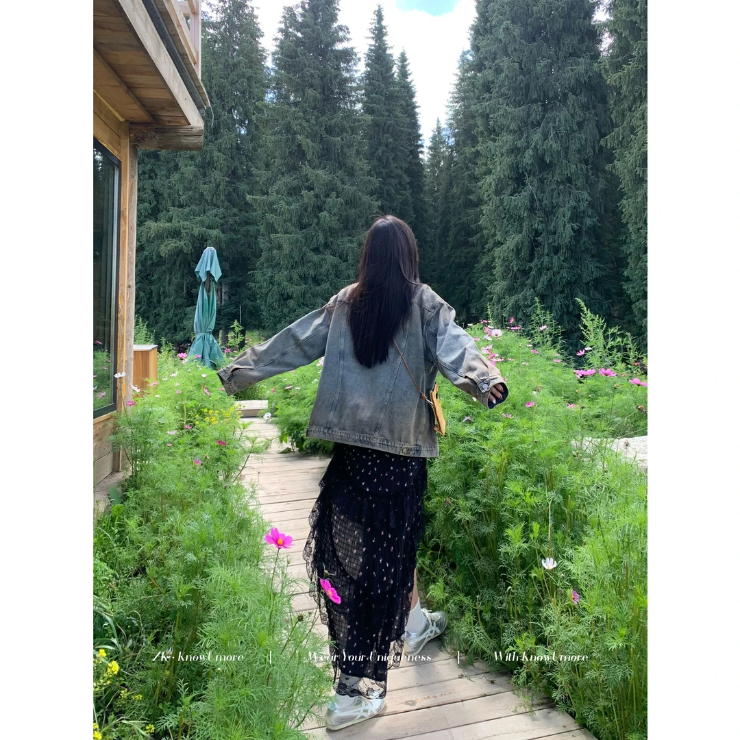 知葵微胖定制【玫瑰晨露】初秋显瘦碎花不规则半身裙12243B4148