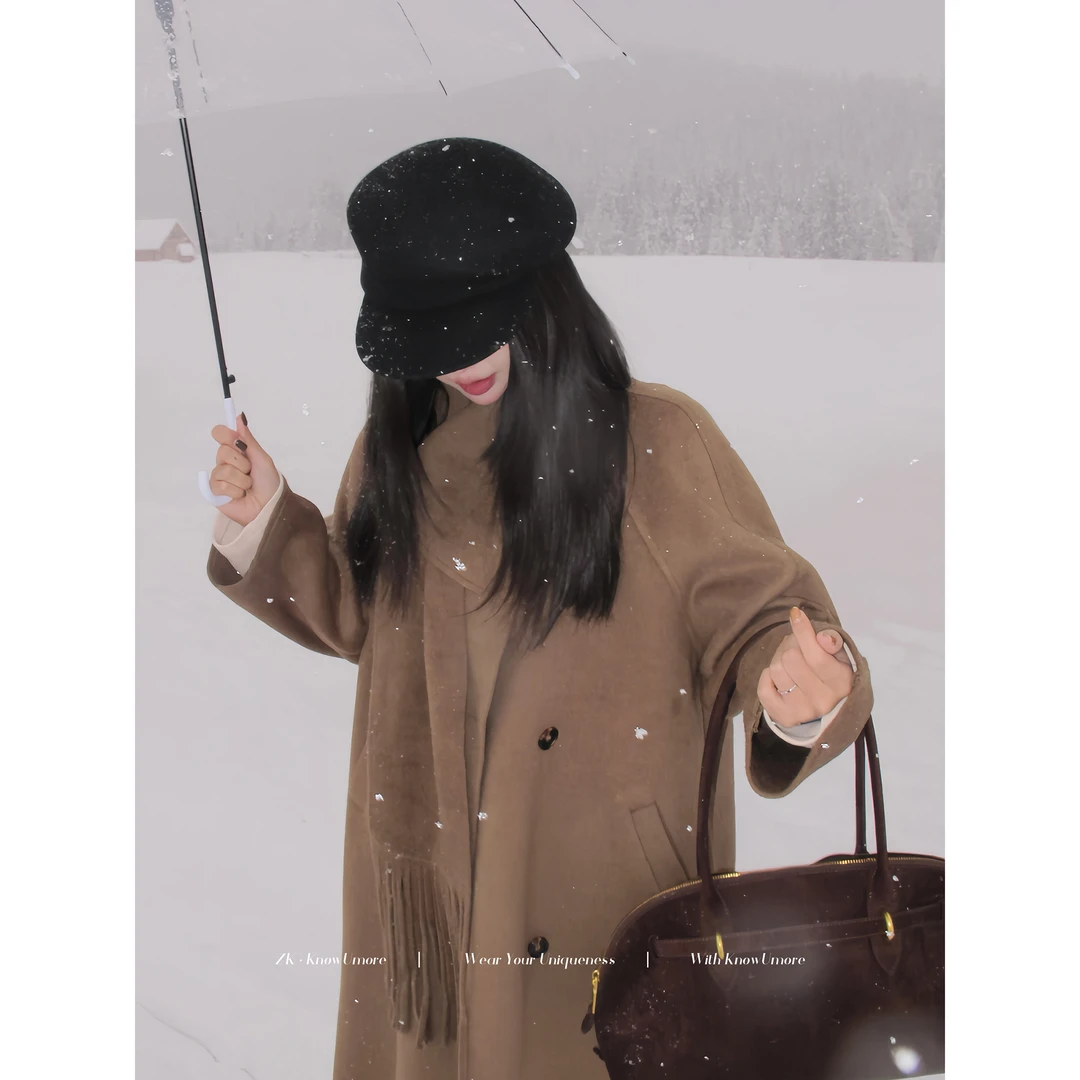 知葵微胖定制【智性千金】韩版千金风大衣冬季双面呢12244MN5294