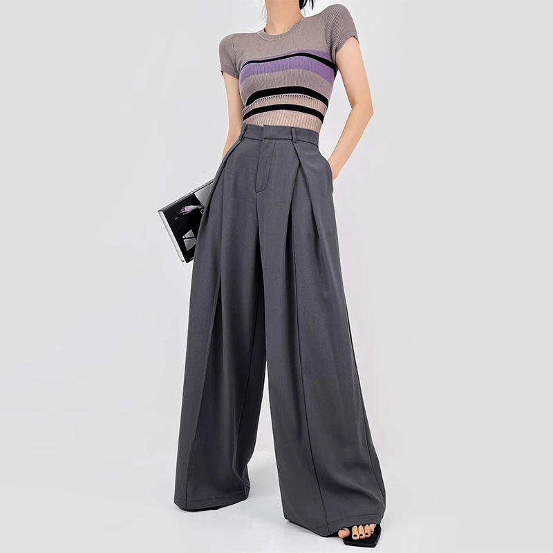 宽松西装裤女高个子拖地脚踝长裤秋季新款高级垂感休闲直筒阔腿裤