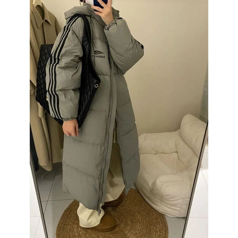 【设计师联名系列】三条杠羽绒服女长款过膝加厚韩版宽松大被子保