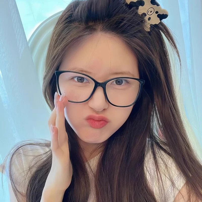 赵思露同款黑框素颜神器眼镜女近视眼镜架防蓝光大框链条大脸眼镜