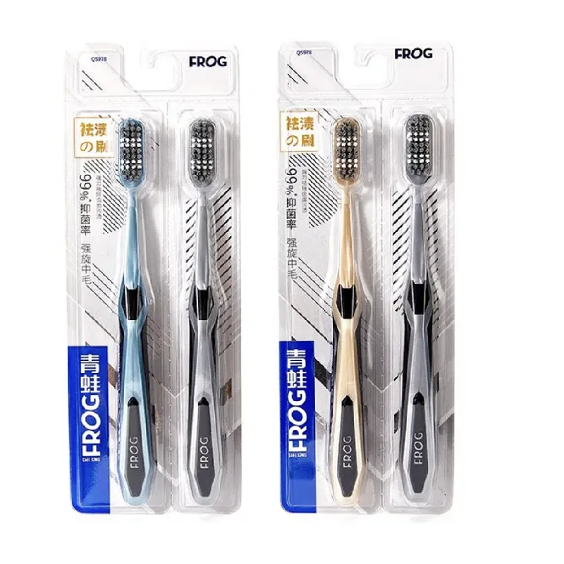 青蛙牙刷白金医护系列清洁强力祛渍型男士专用中毛硬毛祛牙渍烟渍