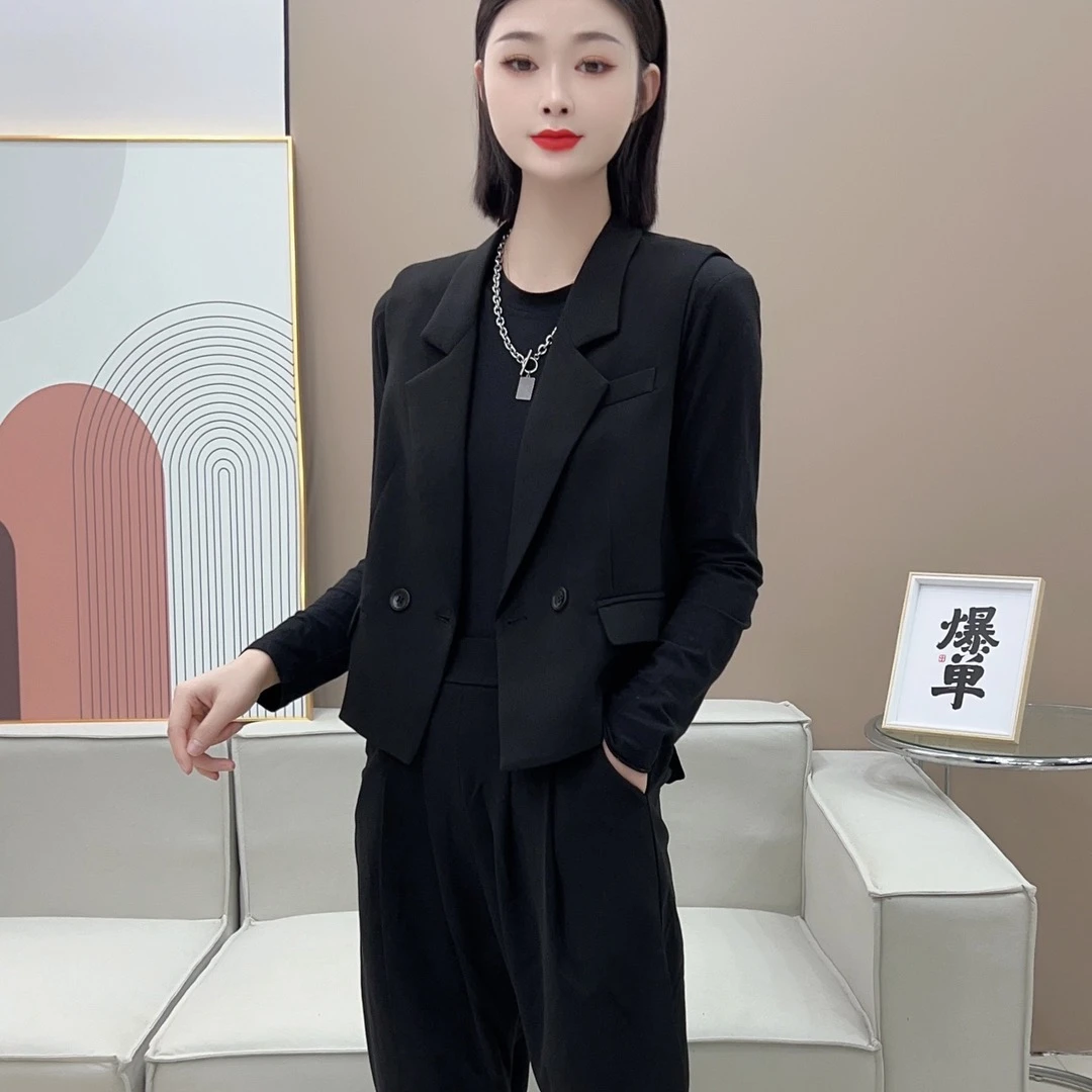 2023秋季休闲时尚气质百搭设计感网红炸街显瘦纯色韩版西装马甲