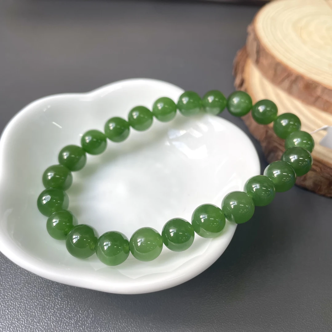 高品质碧玉圆珠约8mm+单圈手串（多样性发一条）