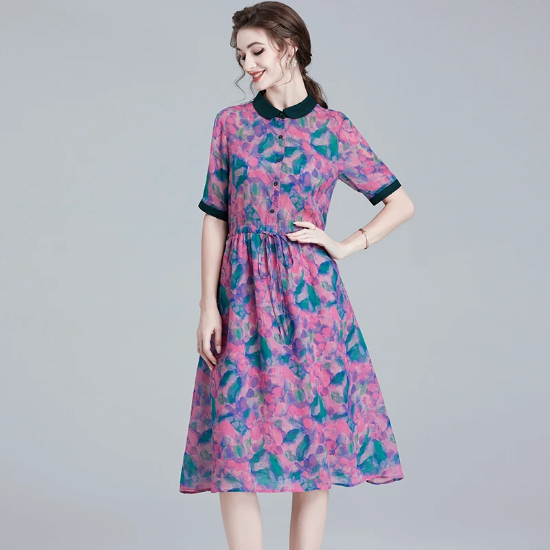 KA67885碎花时尚女装连衣裙夏季新款复古收腰气质裙子