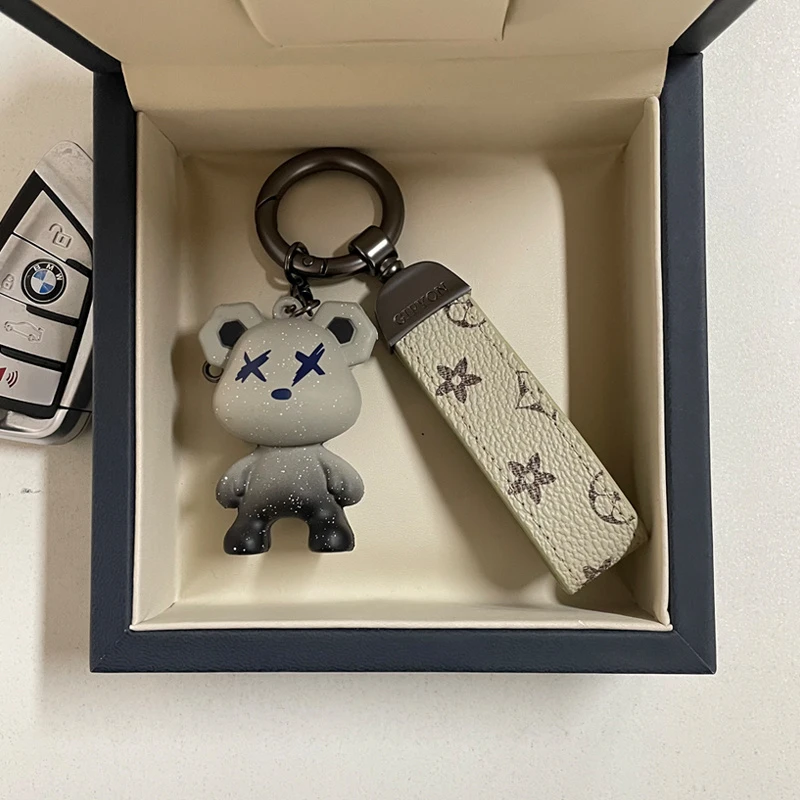 渐变熊汽车钥匙扣链卡通挂件饰情侣定制男女生士精致高档礼品49