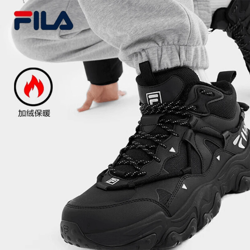 斐乐官方FLUID 5 复古运动鞋2024冬款加绒猫爪鞋-F12M442122F