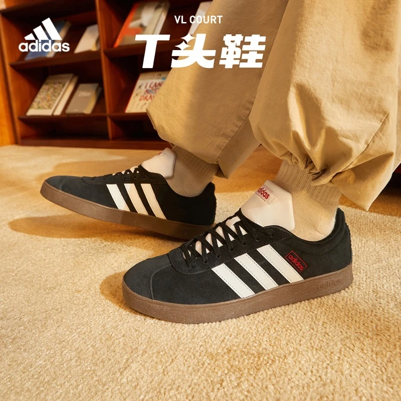 「T头鞋」阿迪达斯官方 男女款休闲板鞋adidas VL COURT HQ1801
